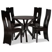 Baxton Studio Cian Modern and Contemporary Dark Brown Faux Leather Upholstered and Dark Brown Finished Wood 5-Piece Dining Set